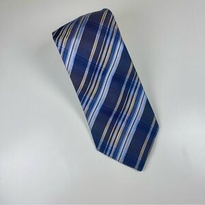 Blue‎ and Gold Bar Code Stripe Neck Tie